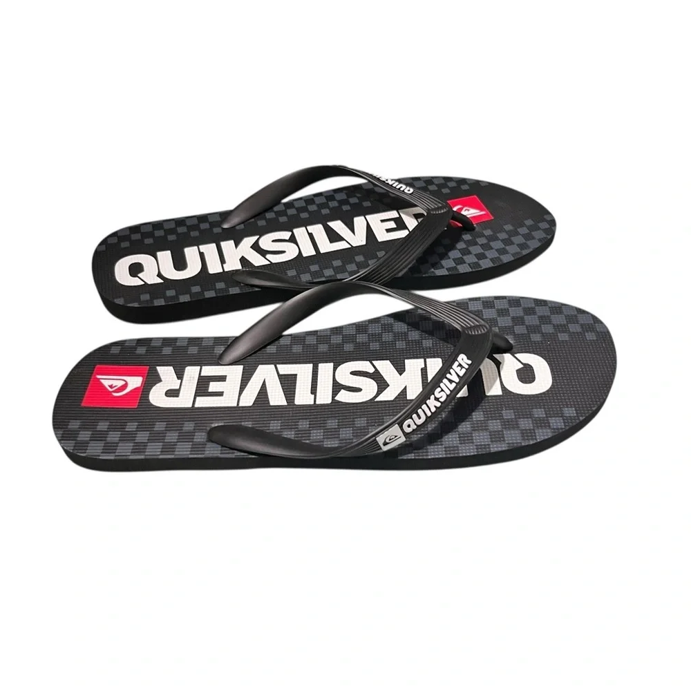Quicksilver Men’s Java Blaze Check Flip Flops Size 12 Black